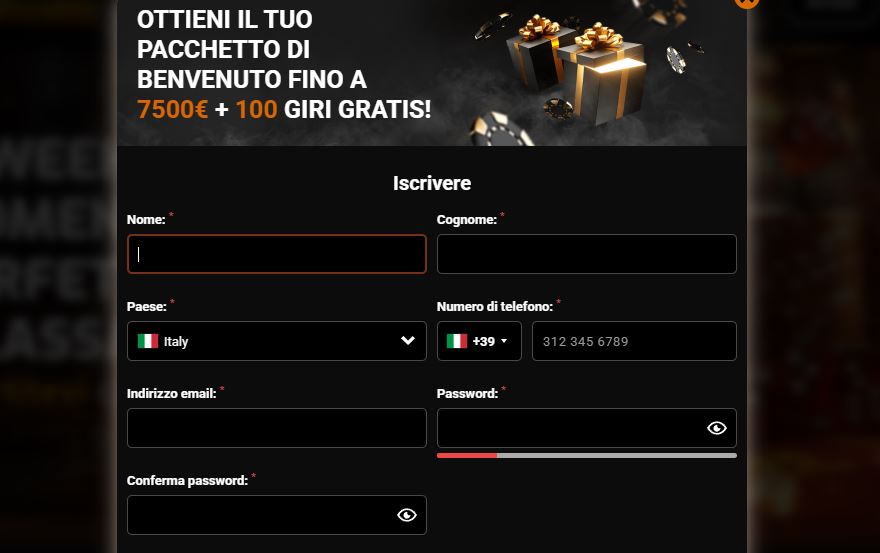 Registra un nuovo account